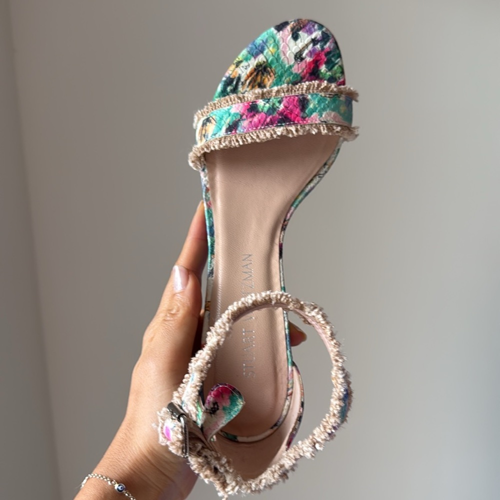 Stuart Weitzman Multi Floral City‎ Sandals Heels size 7.5 - Picture 11 of 15